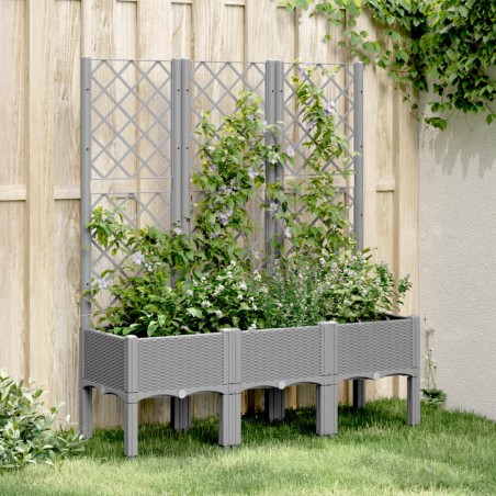 vidaXL Jardinera con enrejado PP gris claro 120x40x142 cm