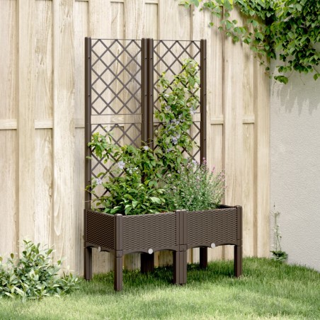 vidaXL Jardinera con enrejado PP marrón 80x40x142 cm