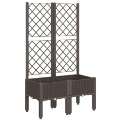 vidaXL Jardinera con enrejado PP marrón 80x40x142 cm