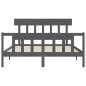 vidaXL Estructura de cama matrimonio con cabecero madera maciza gris