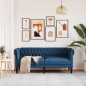 vidaXL Sofá Chesterfield de 2 plazas tela azul vidaXL Sofá Chesterfield de 2 plazas tela azul
