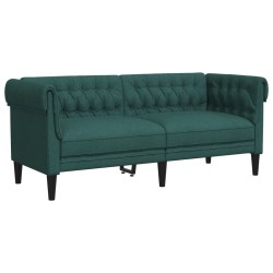 vidaXL Sofá Chesterfield de 2 plazas tela verde oscuro