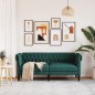 vidaXL Sofá Chesterfield de 2 plazas tela verde oscuro vidaXL Sofá Chesterfield de 2 plazas tela verde oscuro