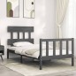 vidaXL Estructura de cama con cabecero madera maciza gris vidaXL Estructura de cama con cabecero madera maciza gris
