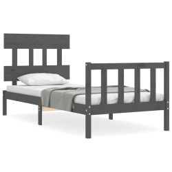 vidaXL Estructura de cama con cabecero madera maciza gris