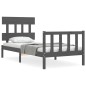 vidaXL Estructura de cama con cabecero madera maciza gris vidaXL Estructura de cama con cabecero madera maciza gris
