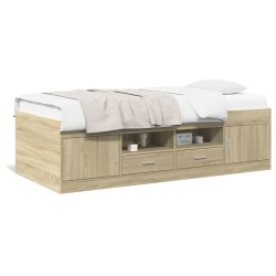vidaXL Tumbona con cajones madera ingeniería roble Sonoma 100x200 cm