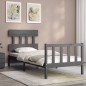 vidaXL Estructura de cama con cabecero madera maciza gris vidaXL Estructura de cama con cabecero madera maciza gris