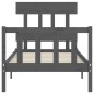 vidaXL Estructura de cama con cabecero madera maciza gris vidaXL Estructura de cama con cabecero madera maciza gris