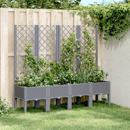 vidaXL Jardinera con enrejado PP gris 160x40x142 cm