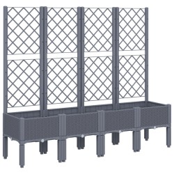 vidaXL Jardinera con enrejado PP gris 160x40x142 cm