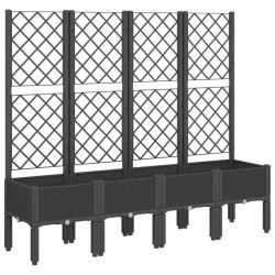 vidaXL Jardinera con enrejado PP negro 160x40x142 cm