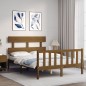 vidaXL Estructura de cama matrimonio con cabecero madera marrón miel vidaXL Estructura de cama matrimonio con cabecero madera marrón miel