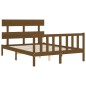 vidaXL Estructura de cama matrimonio con cabecero madera marrón miel vidaXL Estructura de cama matrimonio con cabecero madera marrón miel