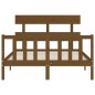 vidaXL Estructura de cama matrimonio con cabecero madera marrón miel vidaXL Estructura de cama matrimonio con cabecero madera marrón miel