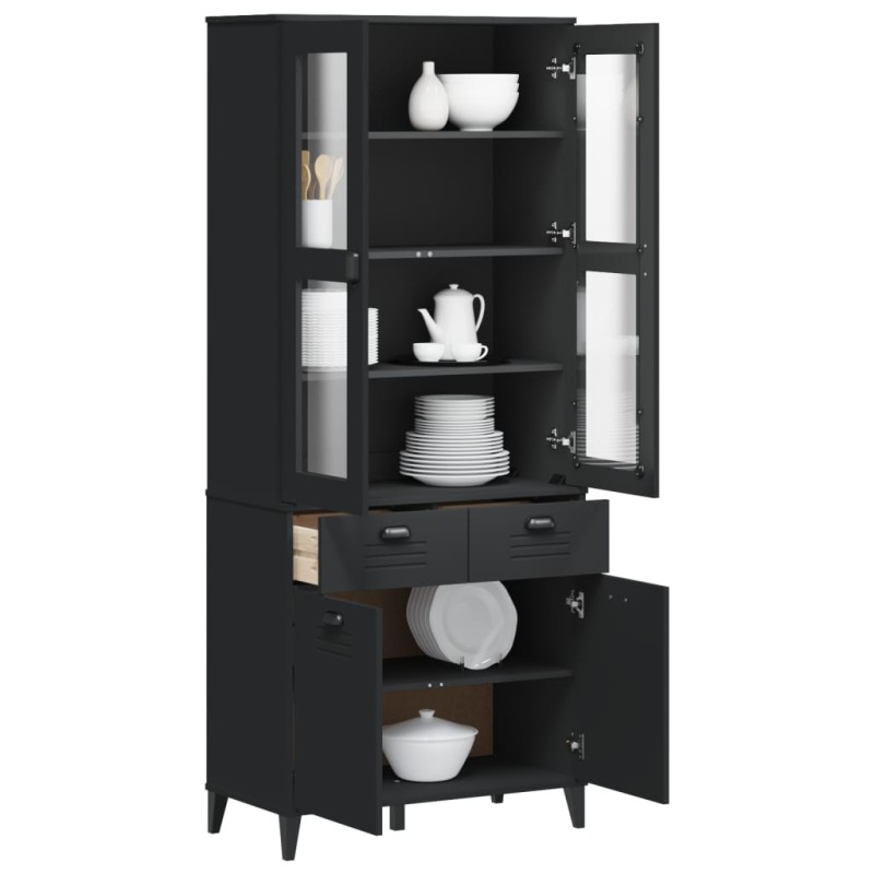vidaXL Aparador alto VIKEN madera maciza de pino negro 80x40x190 cm
