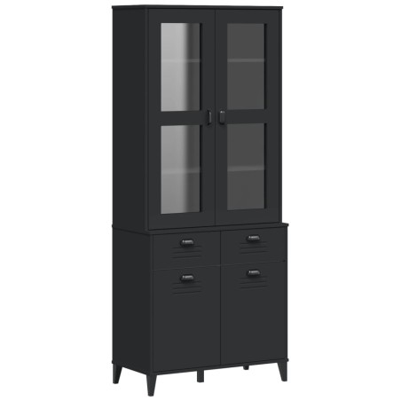 vidaXL Aparador alto VIKEN madera maciza de pino negro 80x40x190 cm