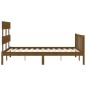 vidaXL Estructura de cama matrimonio con cabecero madera marrón miel vidaXL Estructura de cama matrimonio con cabecero madera marrón miel