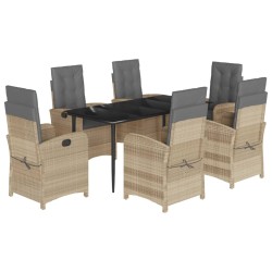 vidaXL Set comedor de jardín 7 pzas con cojines ratán sintético beige
