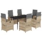 vidaXL Set comedor de jardín 7 pzas con cojines ratán sintético beige vidaXL Set comedor de jardín 7 pzas con cojines ratán sintético beige