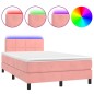vidaXL Cama box spring con colchón y LED terciopelo rosa 120x190 cm