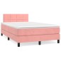 vidaXL Cama box spring con colchón y LED terciopelo rosa 120x190 cm