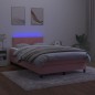 vidaXL Cama box spring con colchón y LED terciopelo rosa 120x190 cm