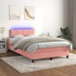 vidaXL Cama box spring con colchón y LED terciopelo rosa 120x190 cm
