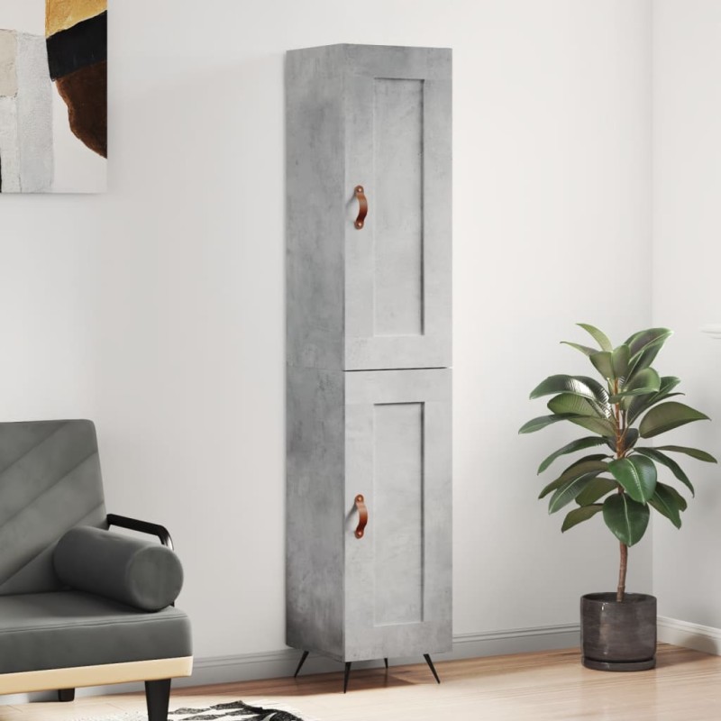 vidaXL Aparador de madera contrachapada gris hormigón 34,5x34x180 cm vidaXL Aparador de madera contrachapada gris hormigón 34,5x34x180 cm