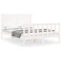 vidaXL Estructura cama de matrimonio con cabecero madera maciza blanco vidaXL Estructura cama de matrimonio con cabecero madera maciza blanco