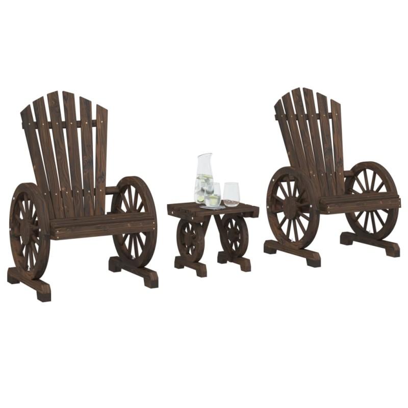 vidaXL Juego de muebles de jardín 3 piezas madera maciza de abeto vidaXL Juego de muebles de jardín 3 piezas madera maciza de abeto