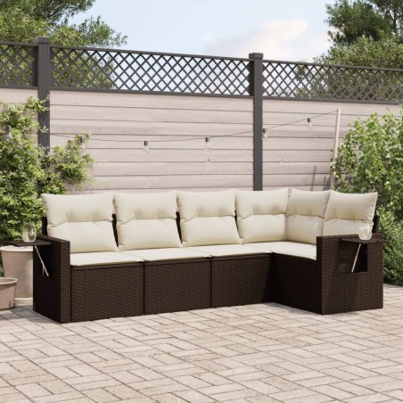 vidaXL Set comedor de jardín 5 piezas y cojines ratán sintético marrón
