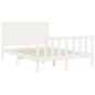 vidaXL Estructura cama de matrimonio con cabecero madera maciza blanco vidaXL Estructura cama de matrimonio con cabecero madera maciza blanco