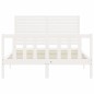 vidaXL Estructura cama de matrimonio con cabecero madera maciza blanco vidaXL Estructura cama de matrimonio con cabecero madera maciza blanco