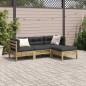 vidaXL Juego de sofás jardín 4 pzas con cojines madera pino impregnada vidaXL Juego de sofás jardín 4 pzas con cojines madera pino impregnada