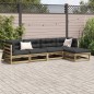 vidaXL Juego de sofás de jardín 5 piezas madera de pino impregnada