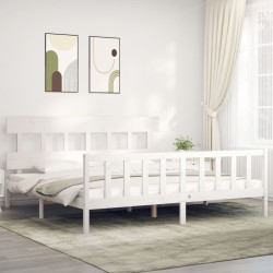 vidaXL Estructura de cama con cabecero madera maciza blanco 200x200cm