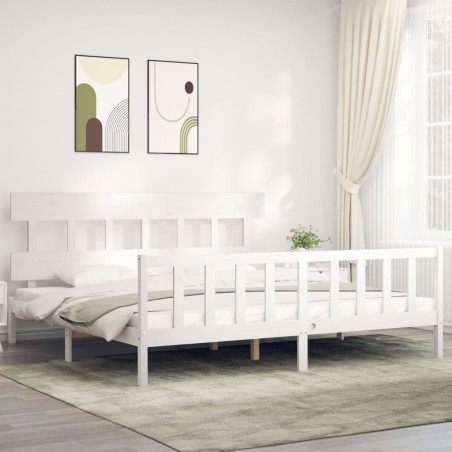 vidaXL Estructura de cama con cabecero madera maciza blanco 200x200cm