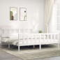 vidaXL Estructura de cama con cabecero madera maciza blanco 200x200cm vidaXL Estructura de cama con cabecero madera maciza blanco 200x200cm