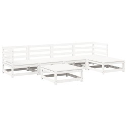 vidaXL Juego de sofás de jardín 6 piezas madera maciza pino blanco