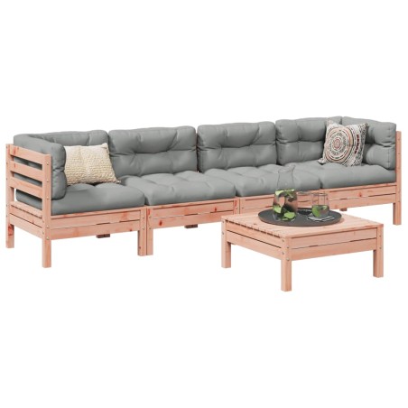 vidaXL Set de sofás jardín 5 pzas con cojines madera abeto Douglas