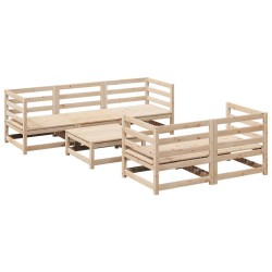 vidaXL Juego de sofás de jardín 6 piezas madera maciza de pino