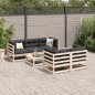 vidaXL Juego de sofás de jardín 6 pzas con cojines madera maciza pino