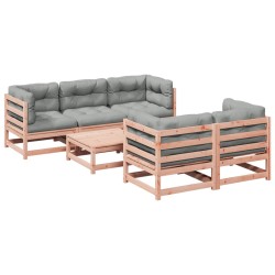 vidaXL Set de sofás jardín 6 pzas con cojines madera abeto Douglas