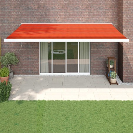 vidaXL Toldo retráctil aluminio y tela naranja y marrón 5x3 m