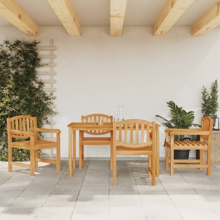 vidaXL Juego de comedor para jardín 5 piezas madera maciza de teca