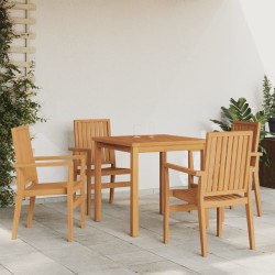 vidaXL Juego de comedor para jardín 5 piezas madera maciza de teca