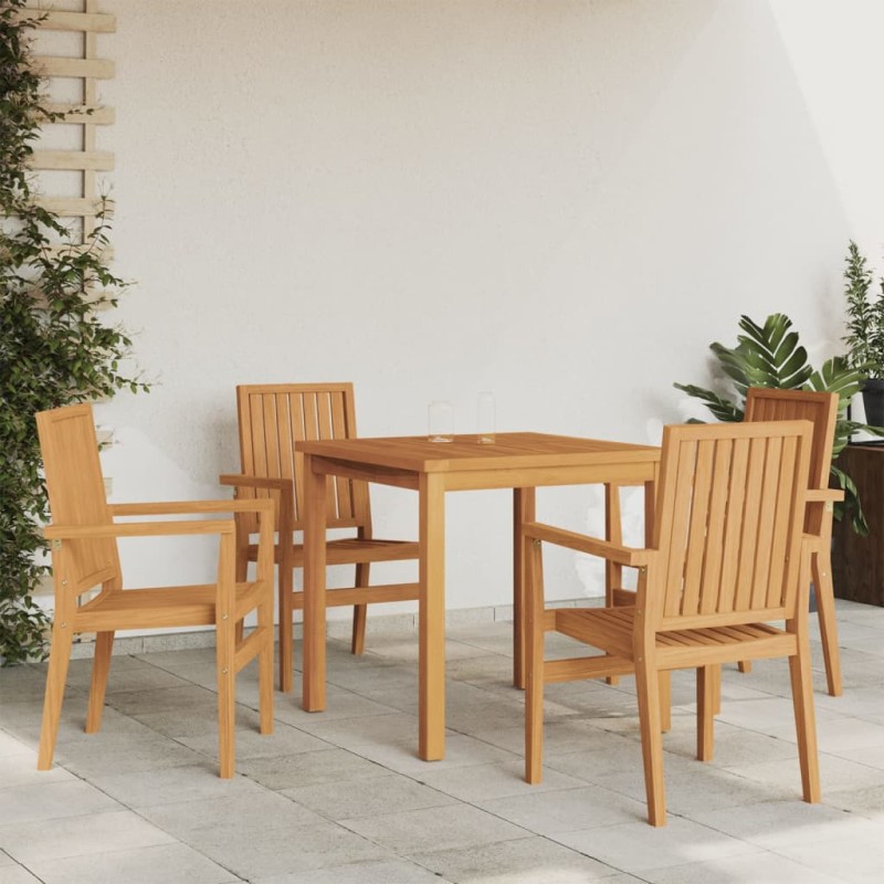 vidaXL Juego de comedor para jardín 5 piezas madera maciza de teca vidaXL Juego de comedor para jardín 5 piezas madera maciza de teca