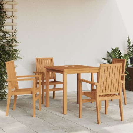 vidaXL Juego de comedor para jardín 5 piezas madera maciza de teca