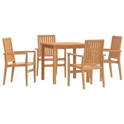 vidaXL Juego de comedor para jardín 5 piezas madera maciza de teca